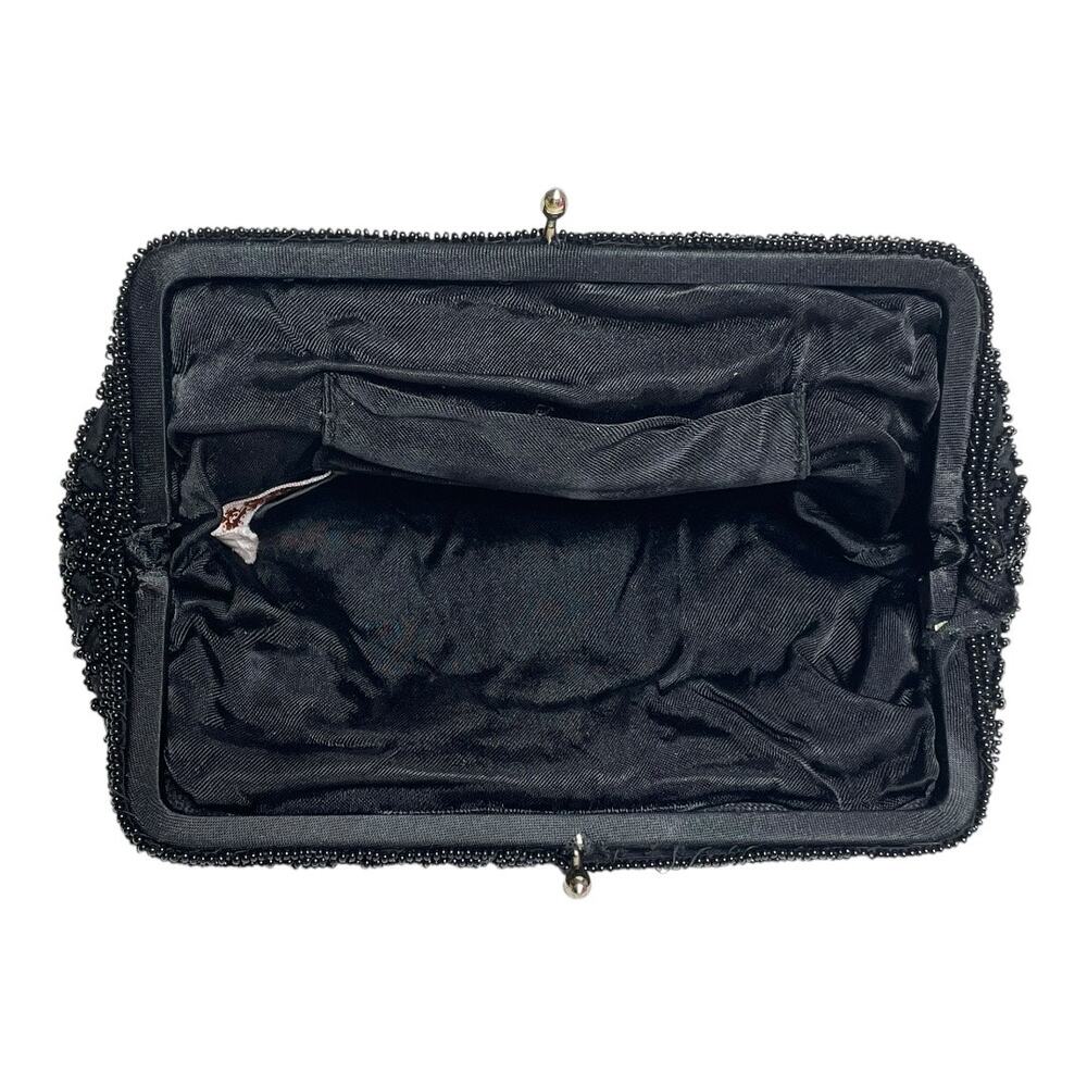 Walborg Vintage Black Beaded Clutch Wallet Purse Made In Japan - Picture 3 of 6